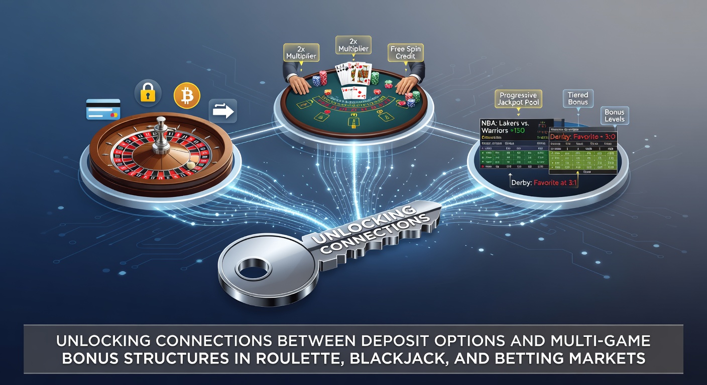Grafik zeigt Einzahlungsoptionen und Bonusstrukturen für Roulette, Blackjack und Wettmärkte